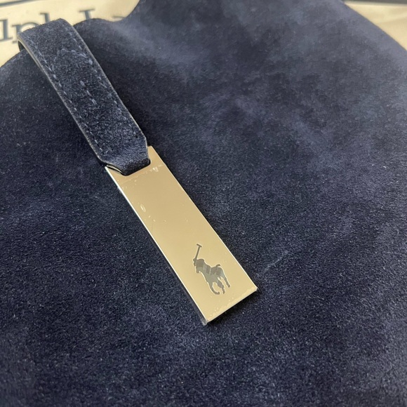 Ralph Lauren Polo ID Shoulder Bag Small Navy Suede - Picture 5 of 11